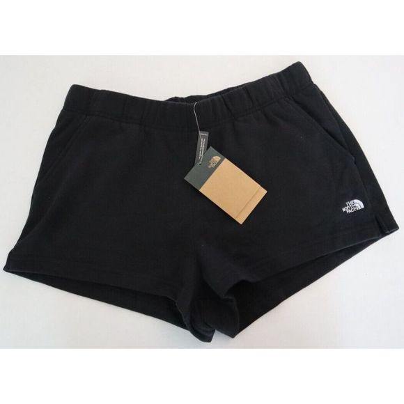 The North Face NF0A55MZ Women's Sz L Black Standard Fit Cotton Blend Logo Shorts - Picture 1 of 7